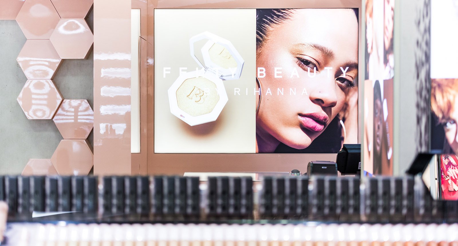 Shot of Rihanna with Make Up in front