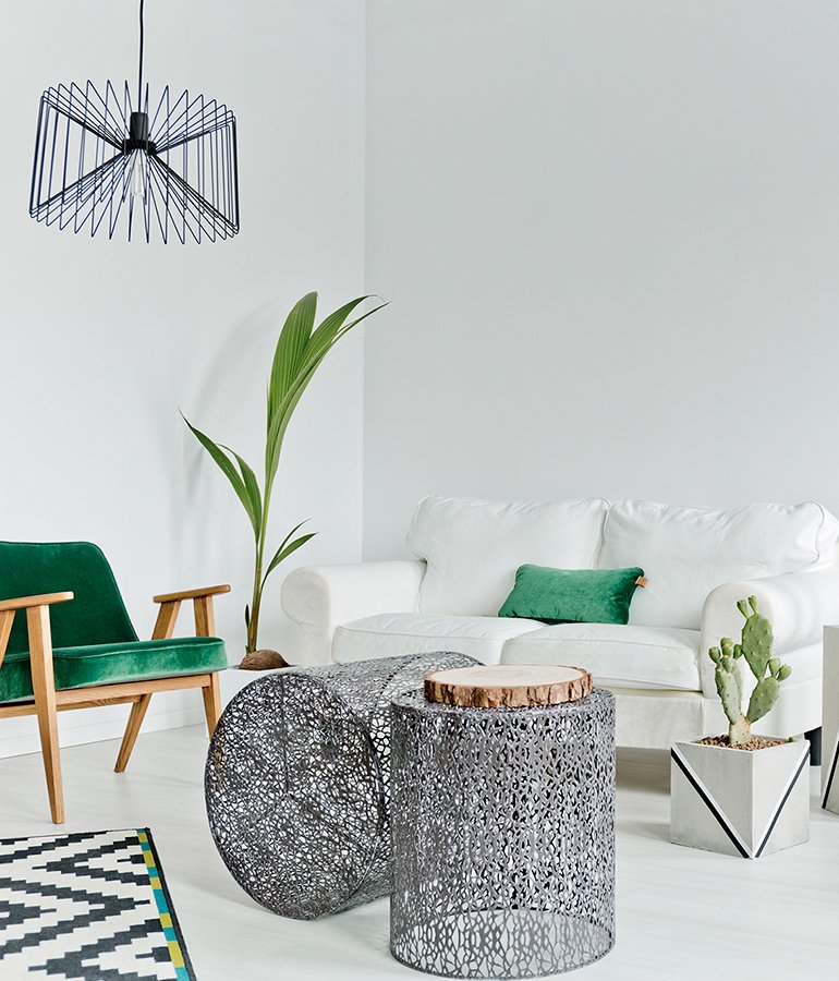 White Living Room With Couch