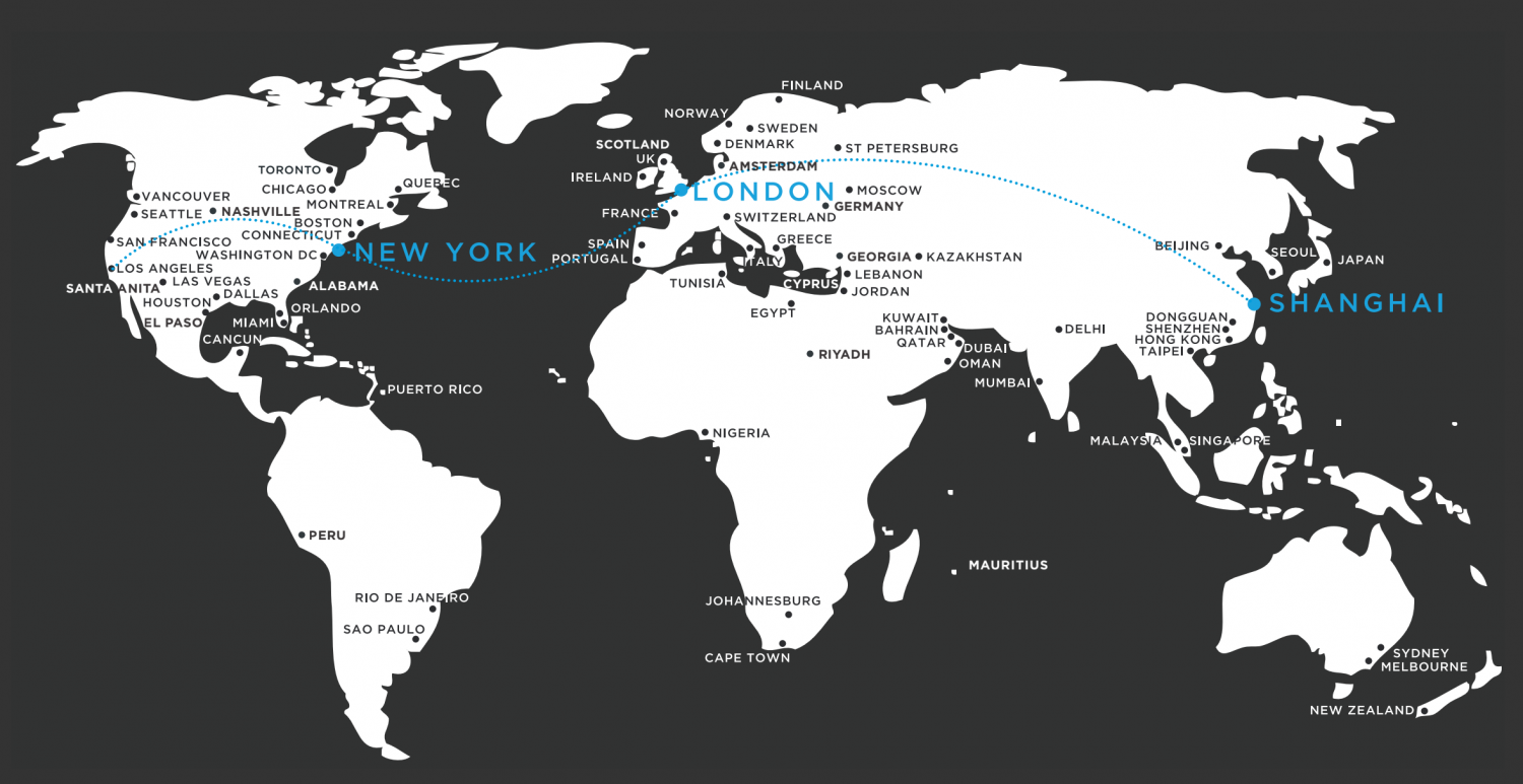 new york to london to shanghai