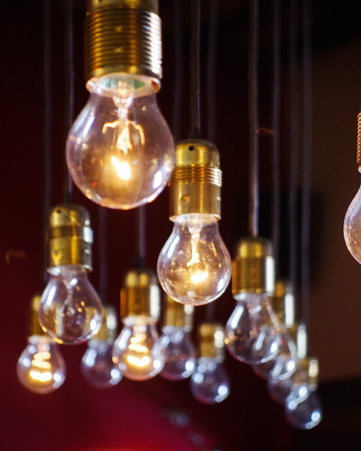 lit up lightbulbs