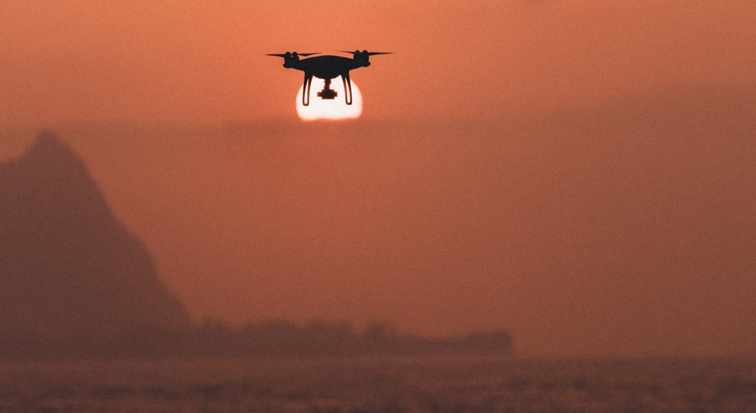 drone and sunset