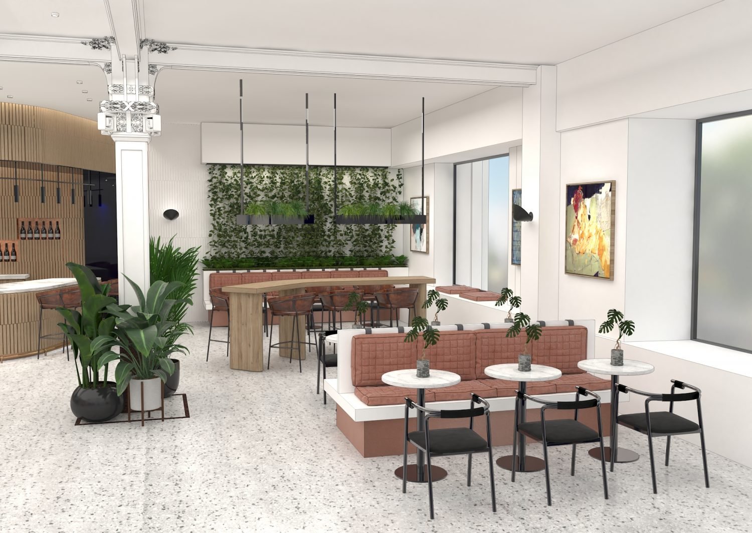 Sheridan&Co TBC Bank Interior Design first floor cafe